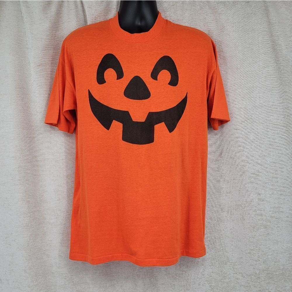 Hallmark Single Stitch Vintage 90s Boo T-shirt Tee Halloween XL Pumpkin Orange